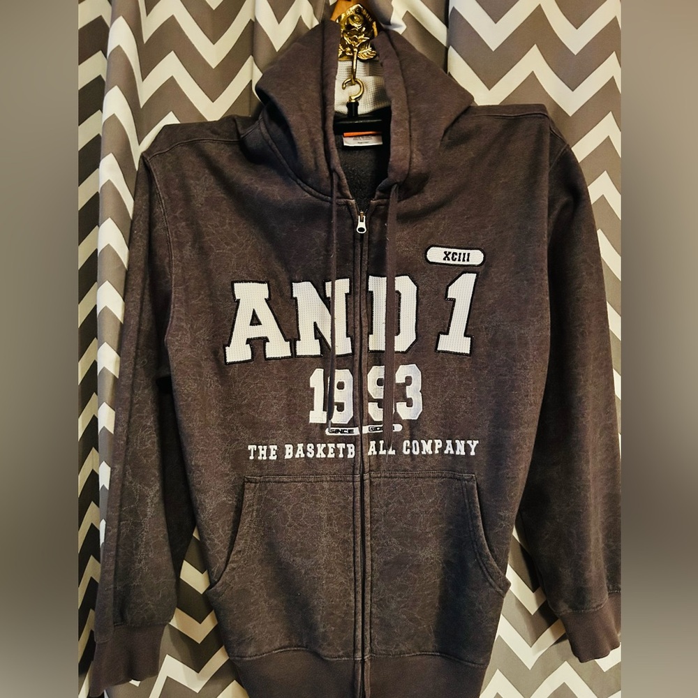 AND ONE embroidered full zip hoodie